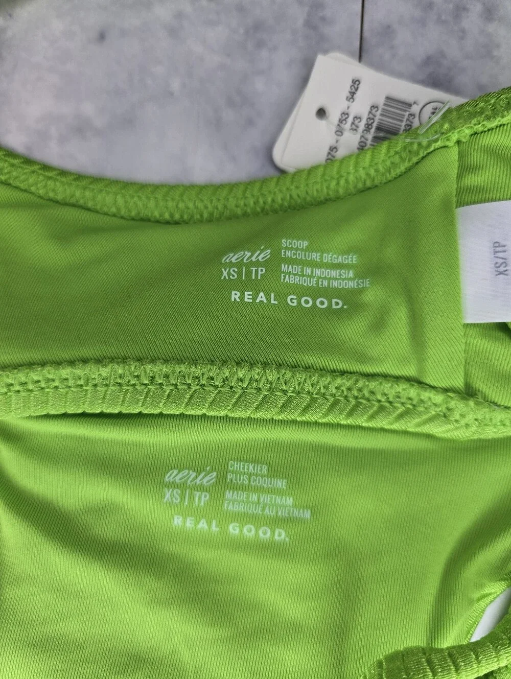 Aerie Green Shine Rib Bikini Set XS Cheekier Beach Babe Voop